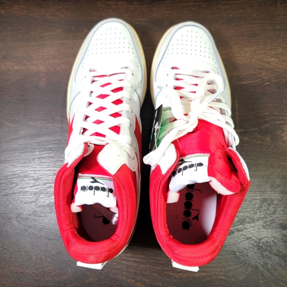 BRAND NEW Diadora Basket Mid 'White/Red' Men's Size 11.0 - Picture 6 of 7